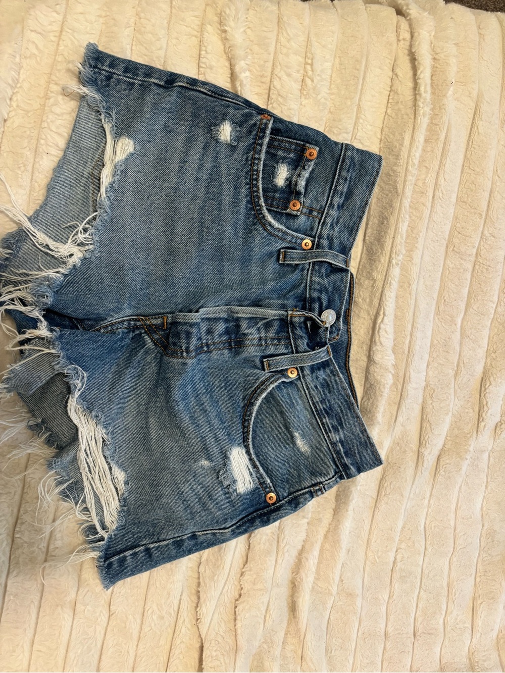 Levi's Distressed Denim Cutoff Shorts - Blue